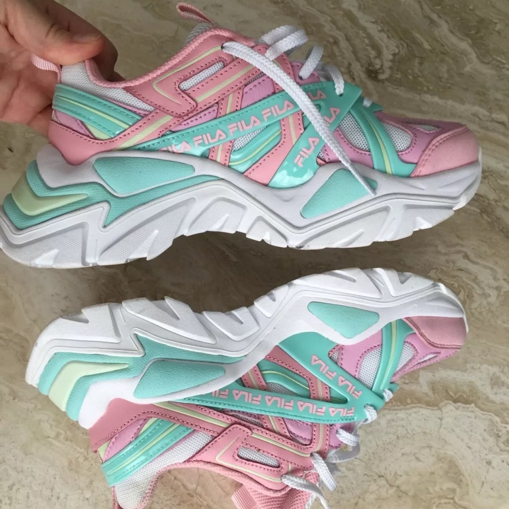 Fila Women's Electrove 2 pink white teal blue sneakers shoes - Picture 2 of 11